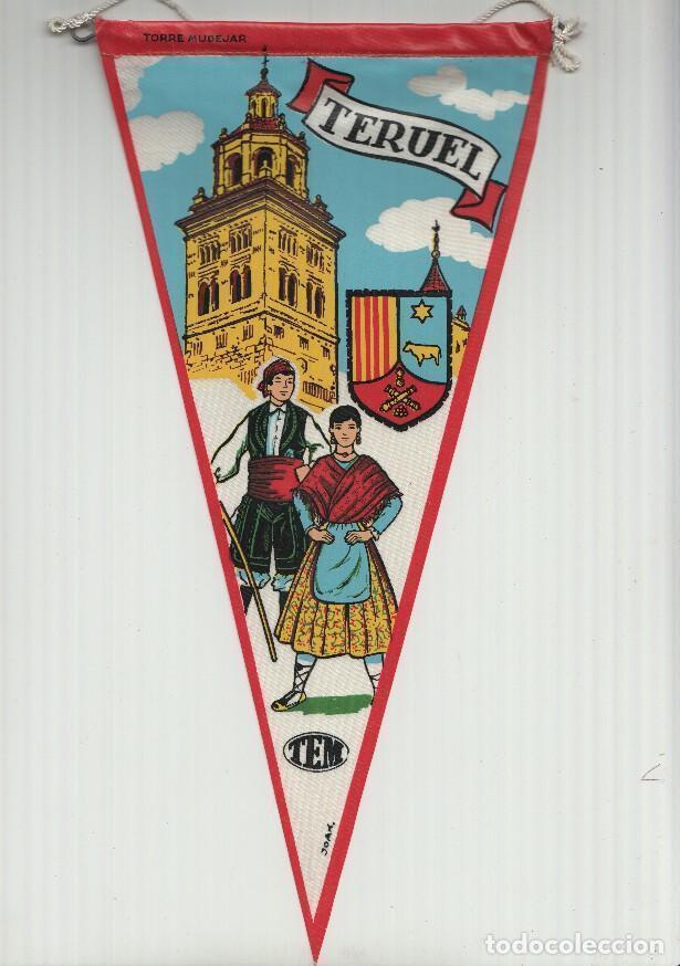 Coleccionismo de Revistas y Peri&oacute;dicos: BANDERIN: TEM TERUEL - Ilustracion de TORRE MUDEJAR, Trajes tipicos y escudo de la localidad - JOAN