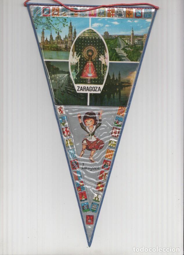 Coleccionismo de Revistas y Peri&oacute;dicos: Banderin: ZARAGOZA - 2 Vistas diurnas y 2 vistas nocturnas de Zaragoza, virgen del Pilar y ni&ntilde;a bail