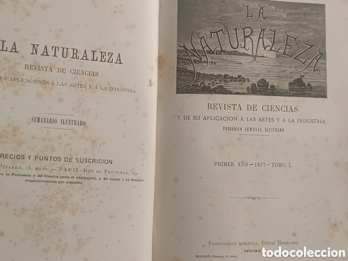 Coleccionismo de Revistas y Peri&oacute;dicos: LA NATURALEZA 1877 1877 TOMOS I iII COMPLETOS. REVISTA ILUSTRADA DE CIENCIAS. EN 1 VOLUMEN LOMO PIEL