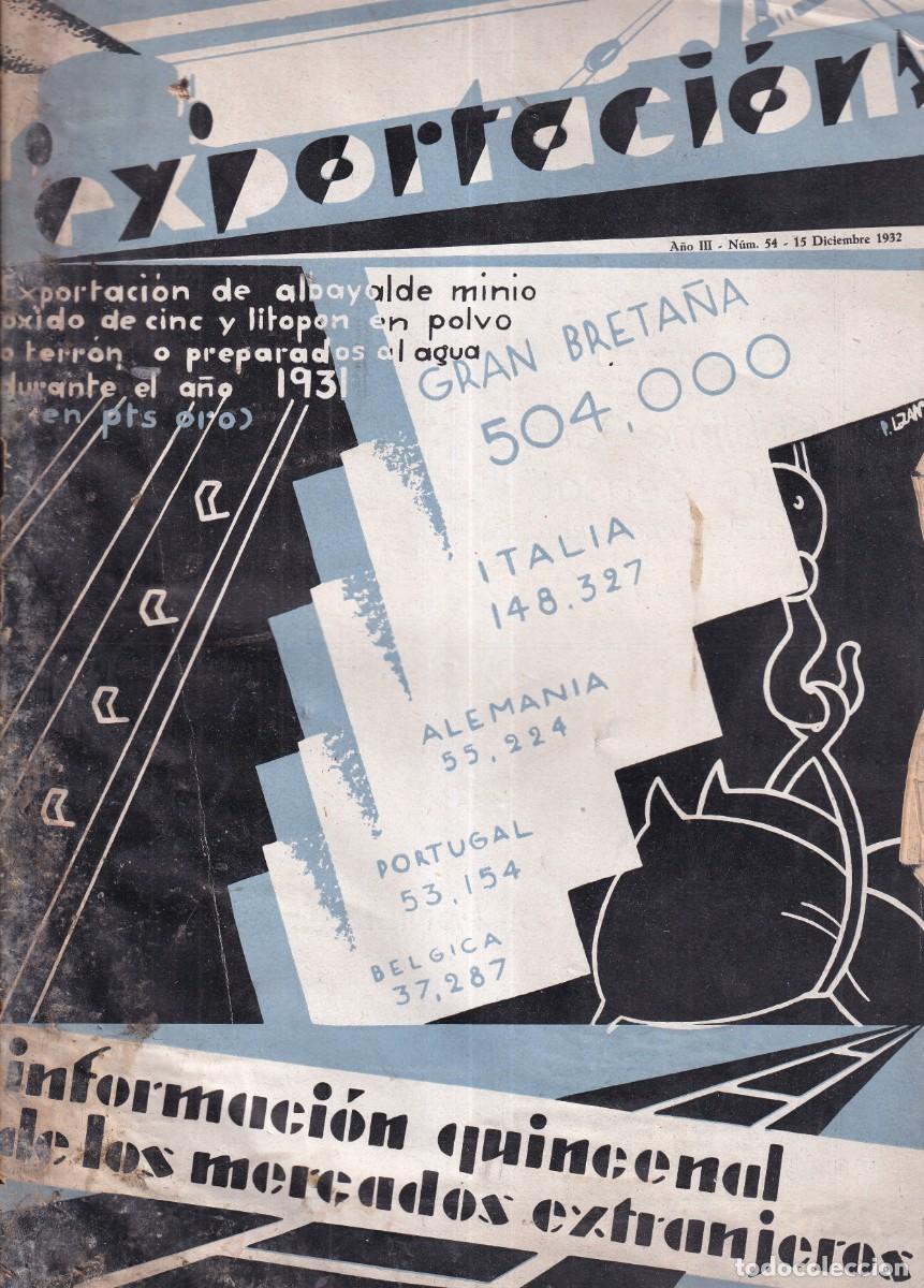 Coleccionismo de Revistas y Peri&oacute;dicos: Revista exportaci&oacute;n albayalde, cinc A&ntilde;o III num 54 de 1932 publicidad Algod&oacute;n, arroz, mandarina