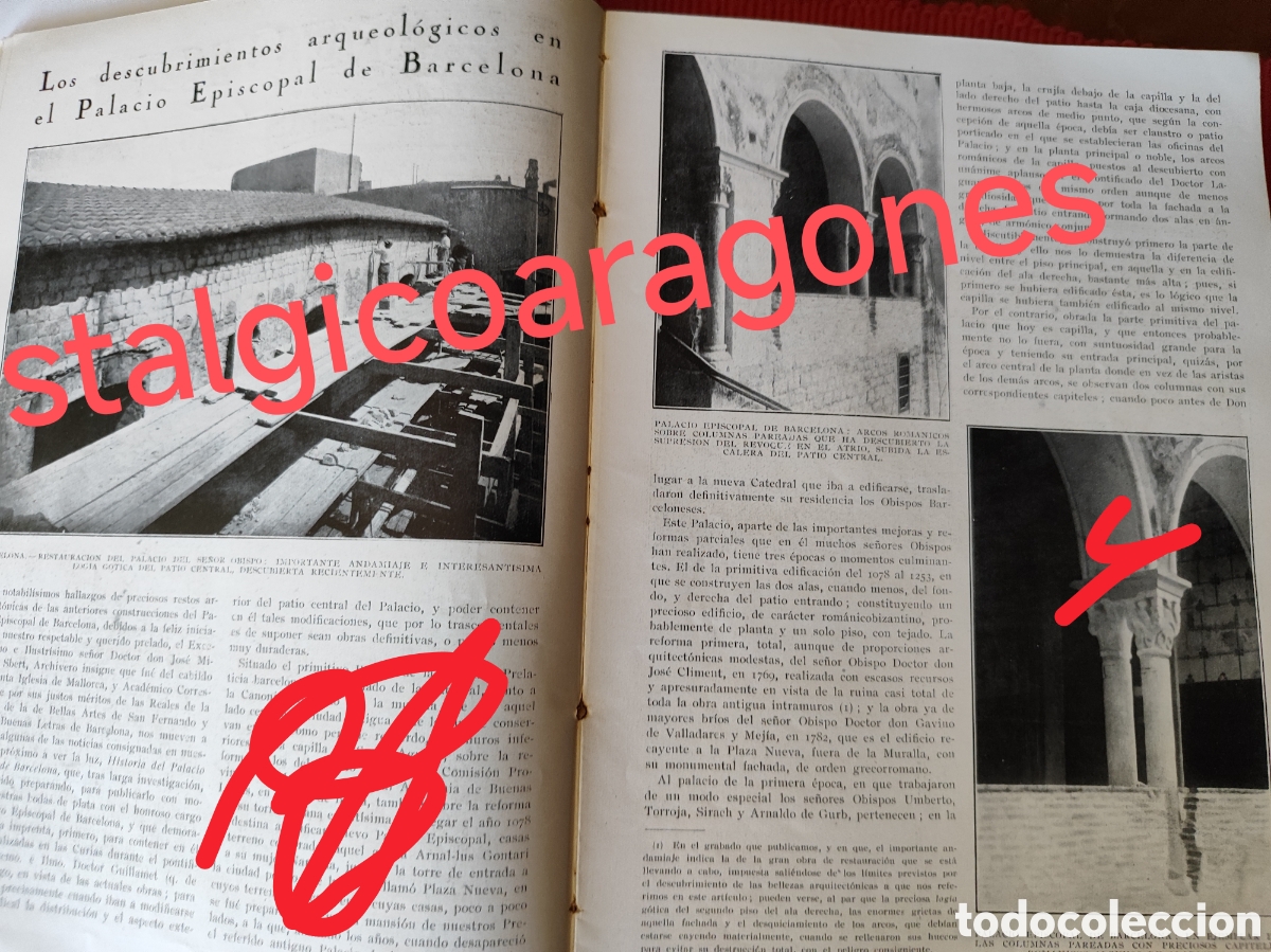Collezionismo di Riviste e Giornali: descubrimiento arqueol&oacute;gico Palacio episcopal Barcelona foto revista princ siglo XX 192B