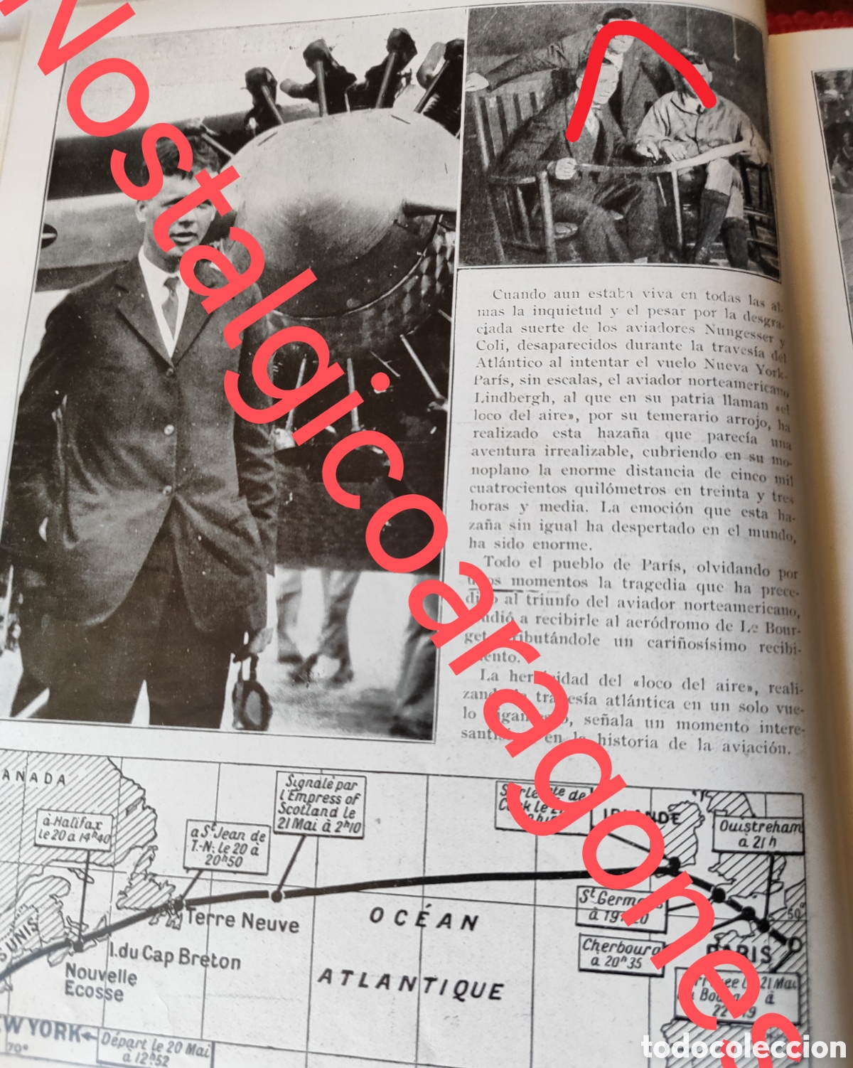 Coleccionismo de Revistas y Peri&oacute;dicos: Vuelo Lindbergh New York Paris aviacion foto revista princ siglo XX 192B