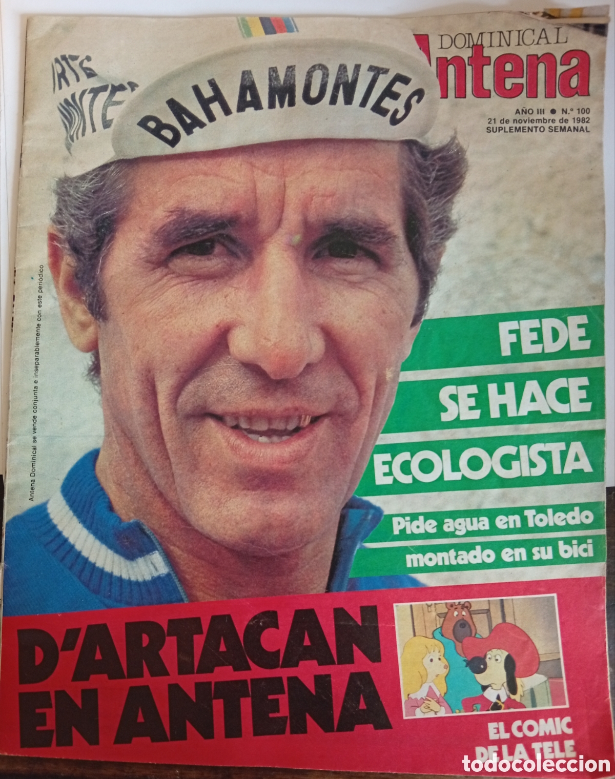 Coleccionismo de revistas y peri&oacute;dicos: Vieja revista suplemento antena dominical a&ntilde;o 1982 n&uacute;mero 100