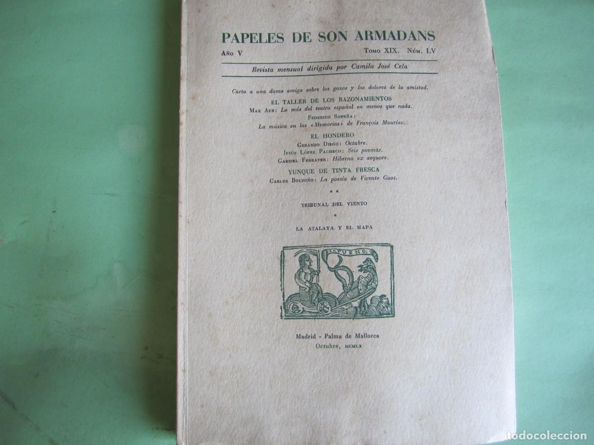 Collectionnisme de Revues et Journaux: PAPELES DE SON ARMADANS -C J CELA - P. MALLORCA OCTUBRE 1960-A&Ntilde;O-V-NUM LV-NUMERADO- NOMBRE SUSCRIPT