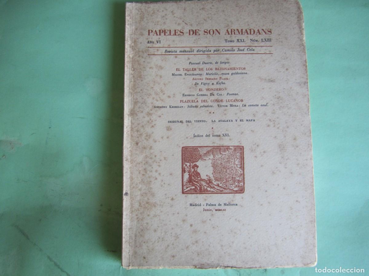 Collectionnisme de Revues et Journaux: PAPELES DE SON ARMADANS -C J CELA - P. MALLORCA JUNIO 1961-A&Ntilde;O-VI-NUM63-NUMERADO- NOMBRE SUSCRIPT