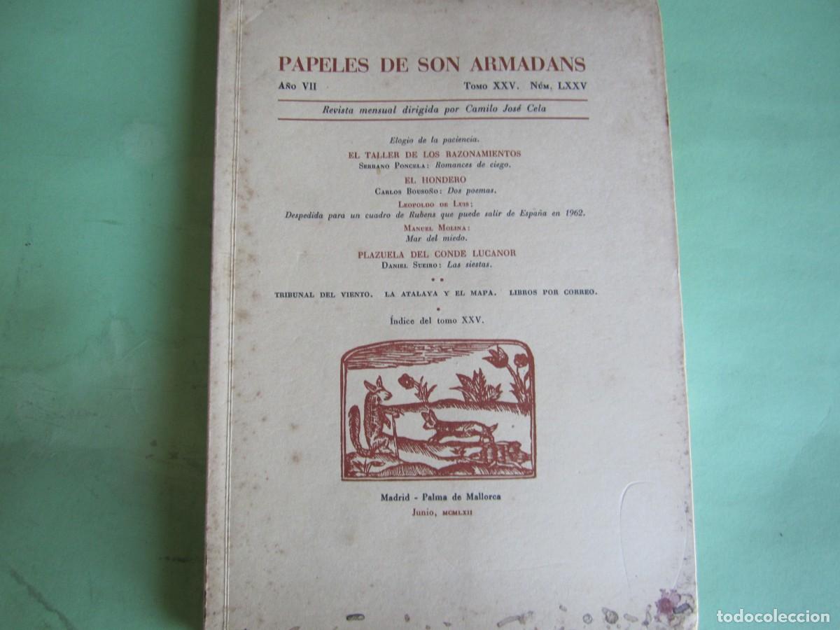 Collectionnisme de Revues et Journaux: PAPELES DE SON ARMADANS -C J CELA - P. MALLORCA JUNIO 1962-A&Ntilde;O-VII-NUM75-NUMERADO- NOMBRE SUSCRIPT