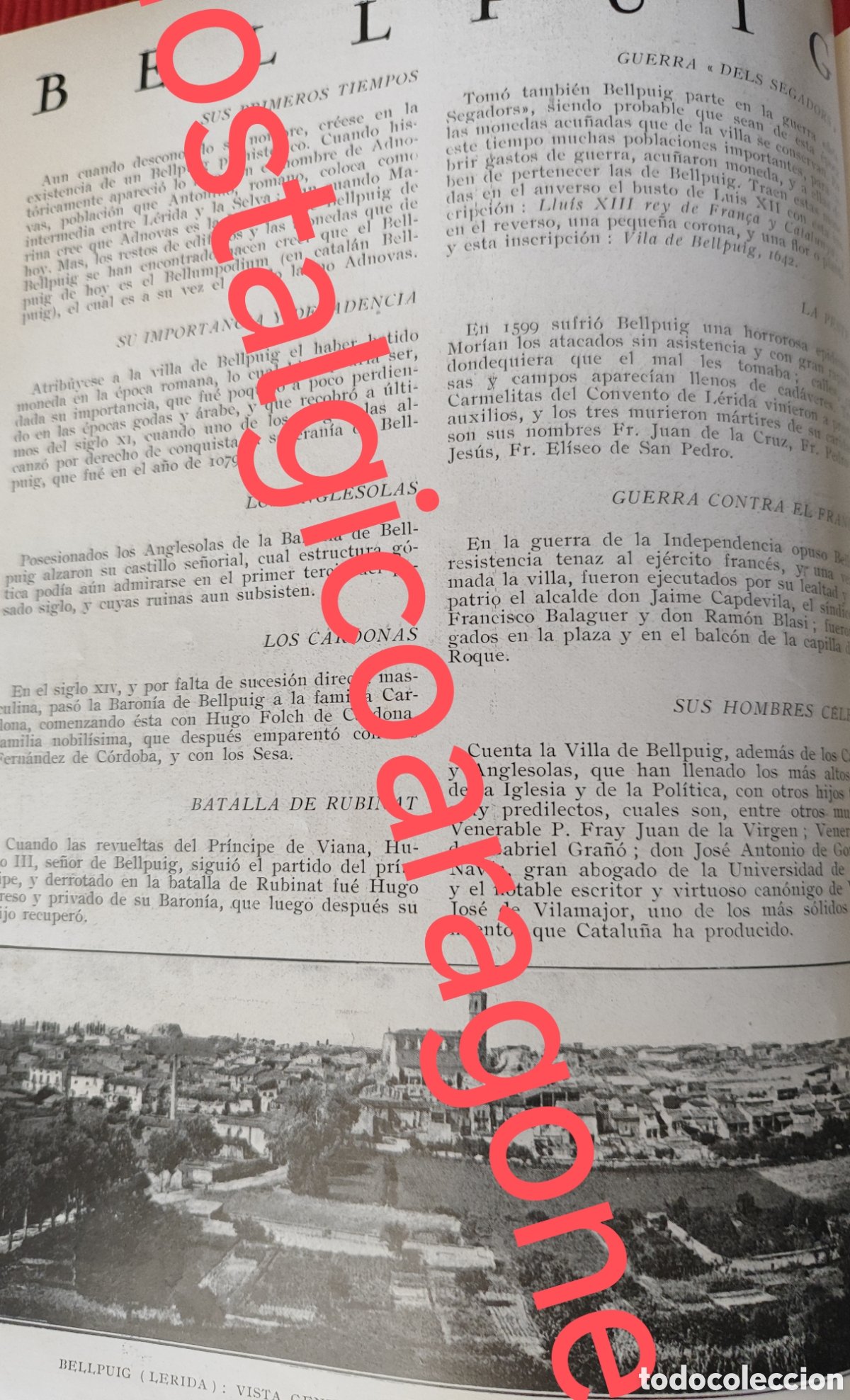 Collezionismo di Riviste e Giornali: Bellpuig Lerida reportaje historia foto revista princ siglo XX 192B