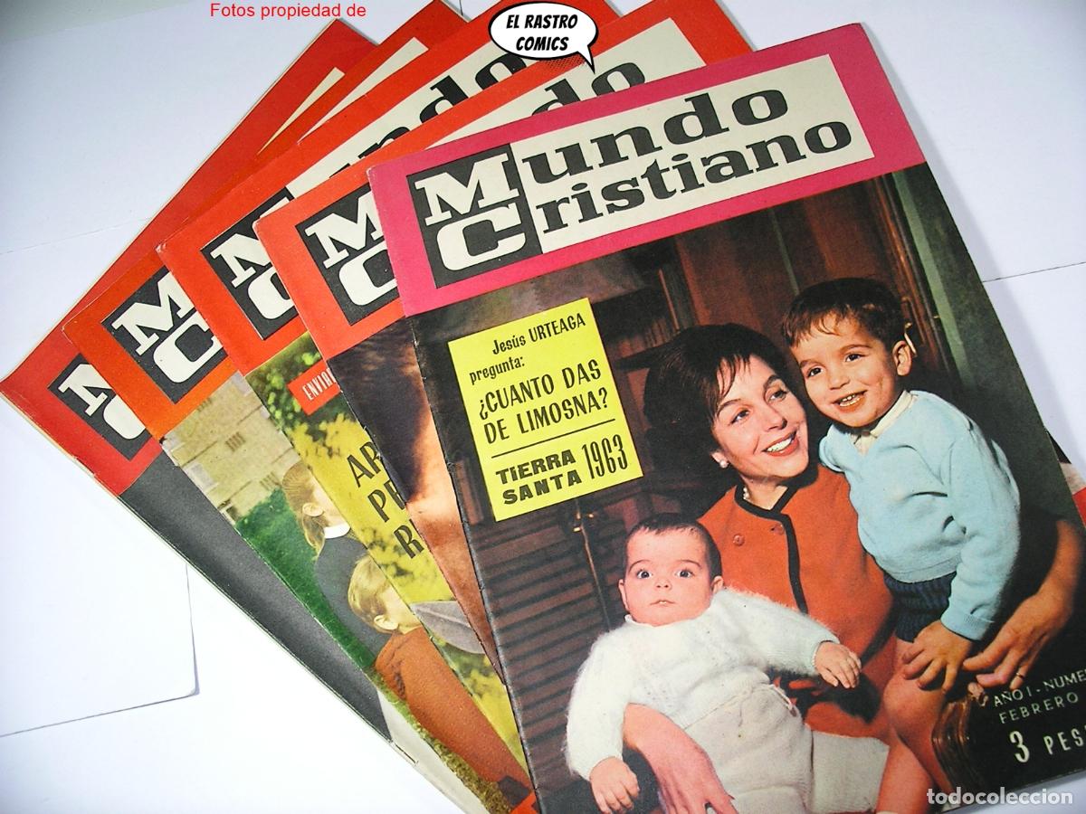 Coleccionismo de Revistas y Peri&oacute;dicos: Mundo Cristiano, lote con los n&ordm; 1 2 3 4 y 5, a&ntilde;o 1963, Tierra Santa, Isabel Bauza, muere Juan XXIII