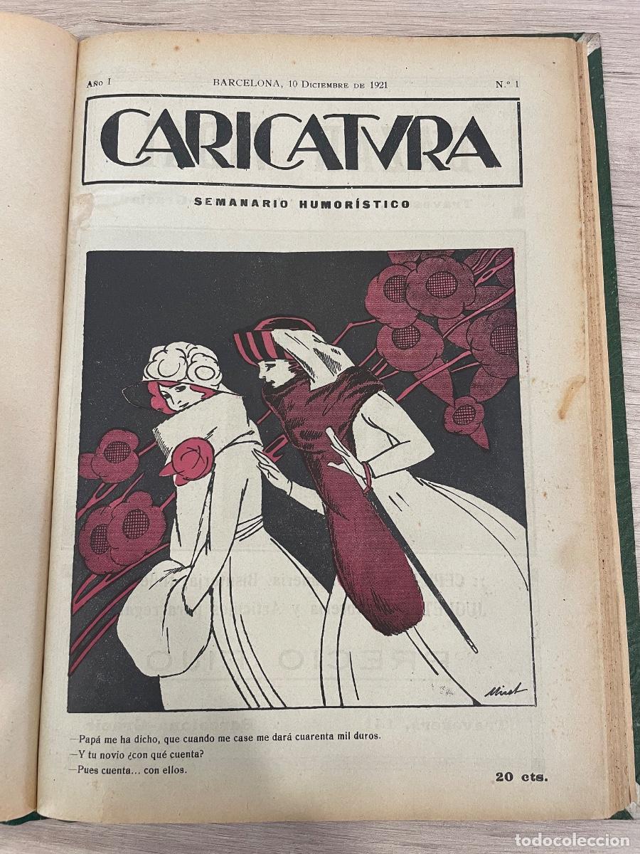Coleccionismo de Revistas y Peri&oacute;dicos: Revista Caricatura - Semanario Humor&iacute;stico Barcelona 1921 / 1922 n.1 al n.8 Completa - Apa - Junceda