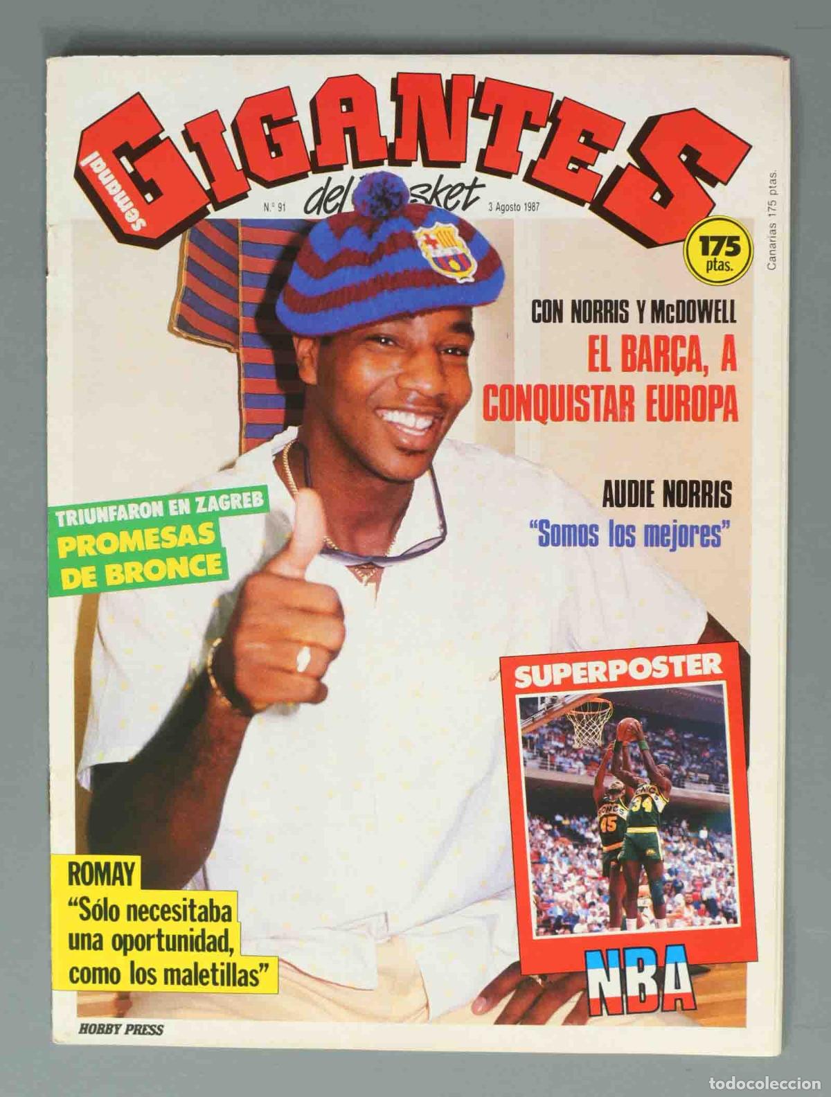 Coleccionismo de Revistas y Peri&oacute;dicos: GIGANTES DEL BASKET. N&ordm; 91. 3 AGOSTO 1987. EL BAR&Ccedil;A, A CONQUISTAR EUROPA.