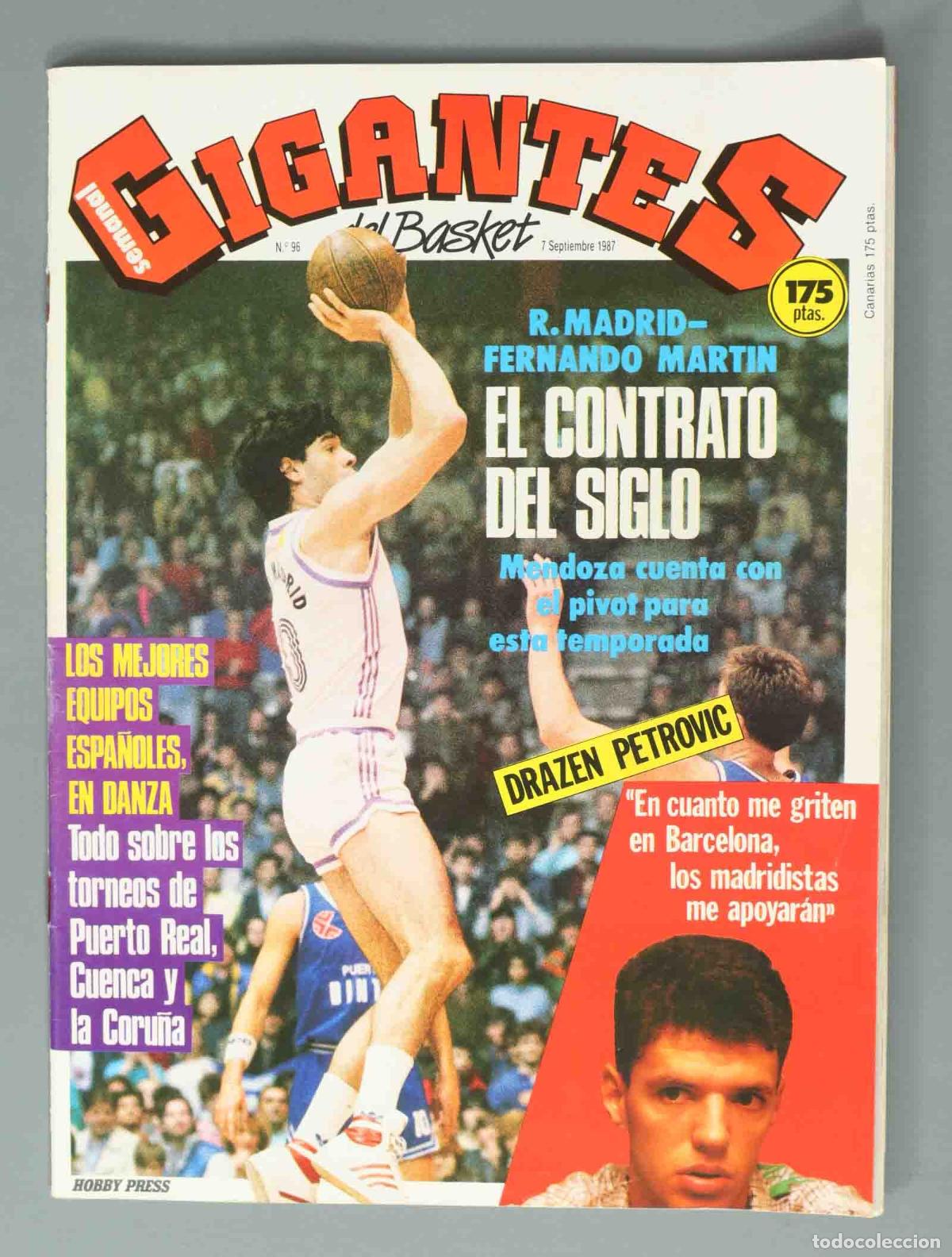 Coleccionismo de Revistas y Peri&oacute;dicos: GIGANTES DEL BASKET. N&ordm; 96. 7 SEPTIEMBRE 1987. R. MADRID-FERNANDO MARTIN. EL CONTRATO DEL SIGLO.