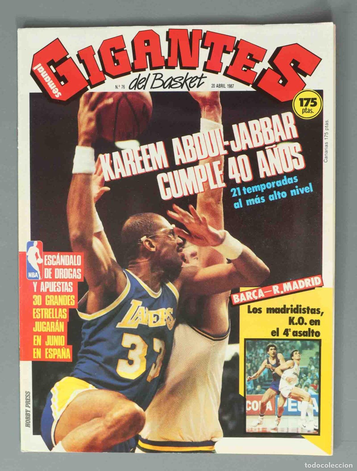 Coleccionismo de Revistas y Peri&oacute;dicos: GIGANTES DEL BASKET. N&ordm; 76. 20 ABRIL 1987. KAREEM ABDUL-JABBAR CUMPLE 40 A&Ntilde;OS.