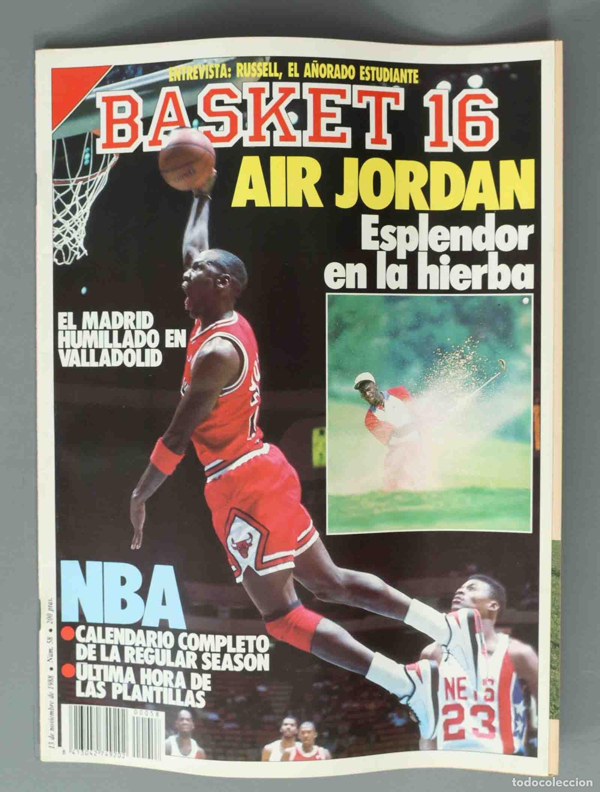 Coleccionismo de Revistas y Peri&oacute;dicos: BASKET 16. N&ordm; 58. 13 NOVIEMBRE 1988. AIR JORDAN. Esplendor en la hierba.