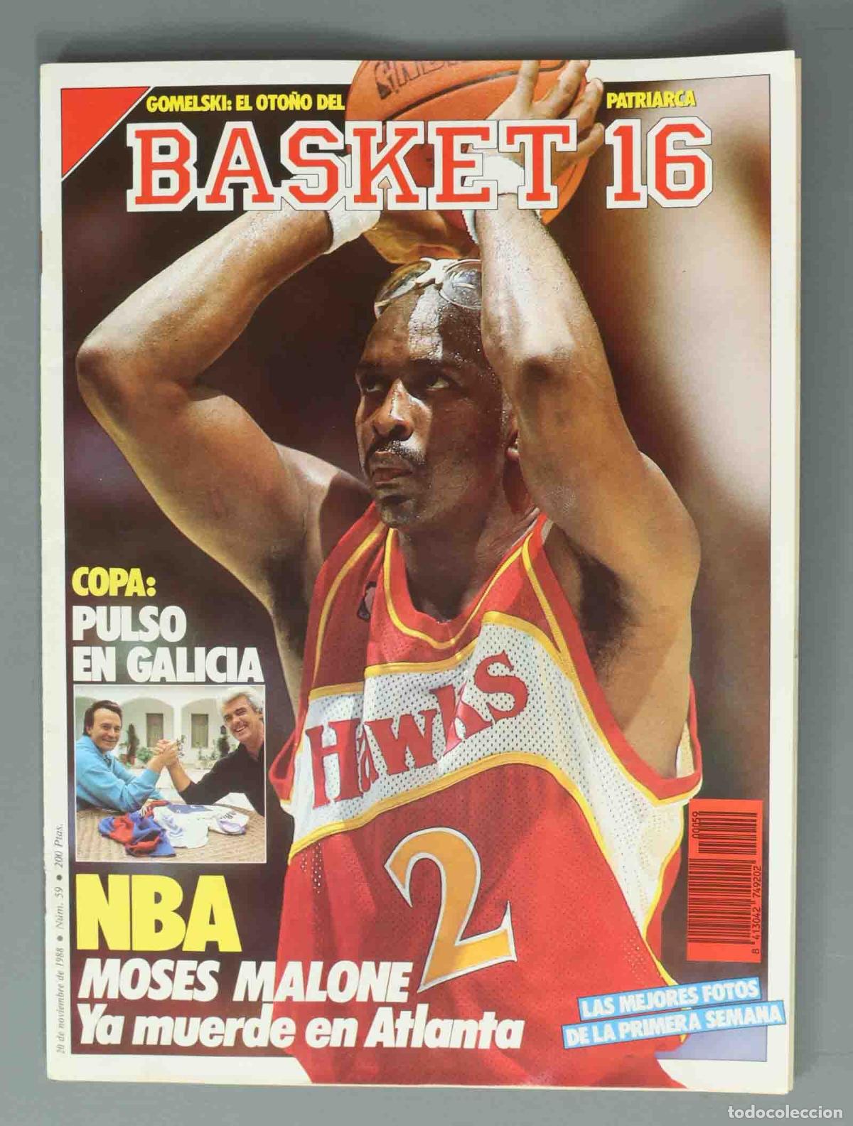 Coleccionismo de Revistas y Peri&oacute;dicos: BASKET 16. N&ordm; 59. 20 NOVIEMBRE 1988. NBA. MOSES MALONE Ya muerde en Atlanta