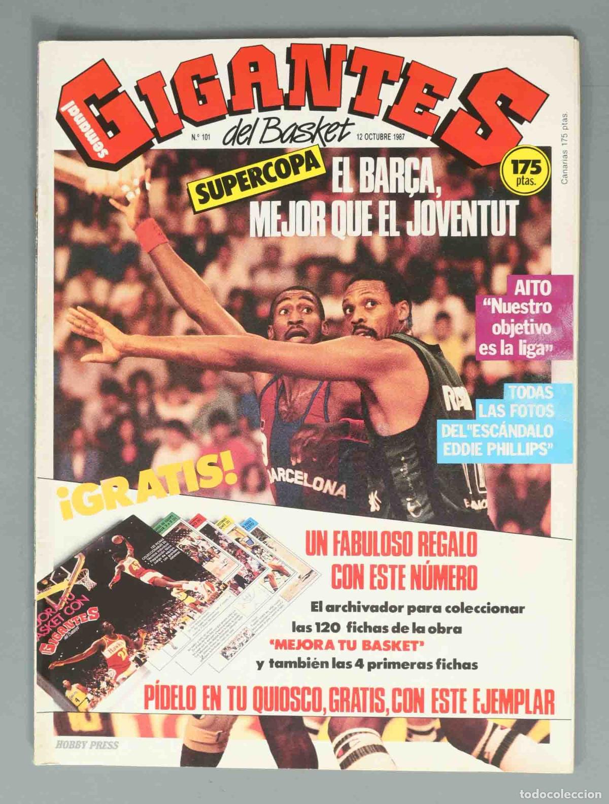 Coleccionismo de Revistas y Peri&oacute;dicos: GIGANTES DEL BASKET. N&ordm; 101. 12 OCTUBRE 1987. EL BARCA MEJOR QUE EL JOVENTUT.
