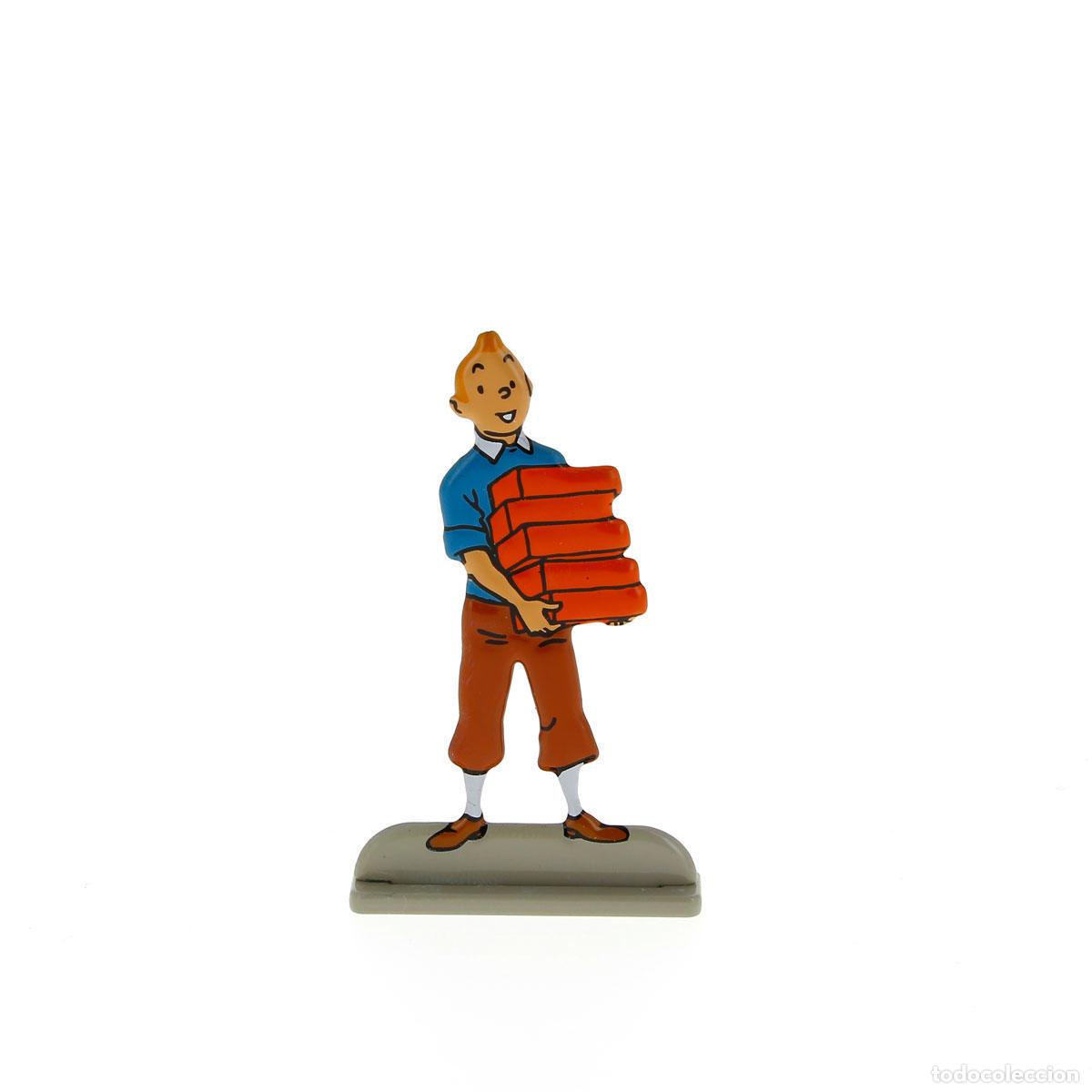 Coleccionismo de revistas y peri&oacute;dicos: Silueta metalica Tintin llevando ladrillos de diario belga Tintin del 7 de julio 1962 (ref. #29230)