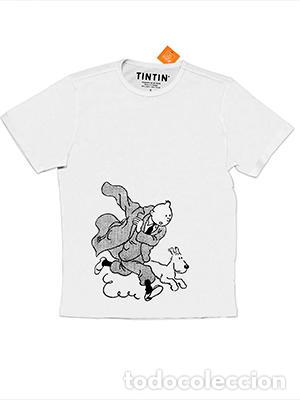 Collection Magazines and Newspapers: Camiseta Tintin con Milu vistiendo gabardina , talla XXL, color blanco - Varios