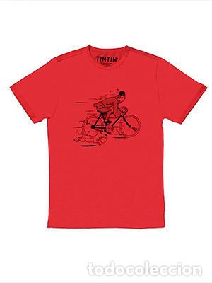 Collectionnisme de Revues et Journaux: TINTIN: Camiseta Tintin en bicliceta aventura El Loto : Cohete , talla XXL, color rojo - Varios