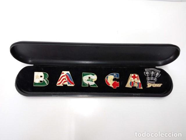 Collectionnisme de Revues et Journaux: Juego Pins Barca Tricampeon: consta de 6 modelos en estuche especial -