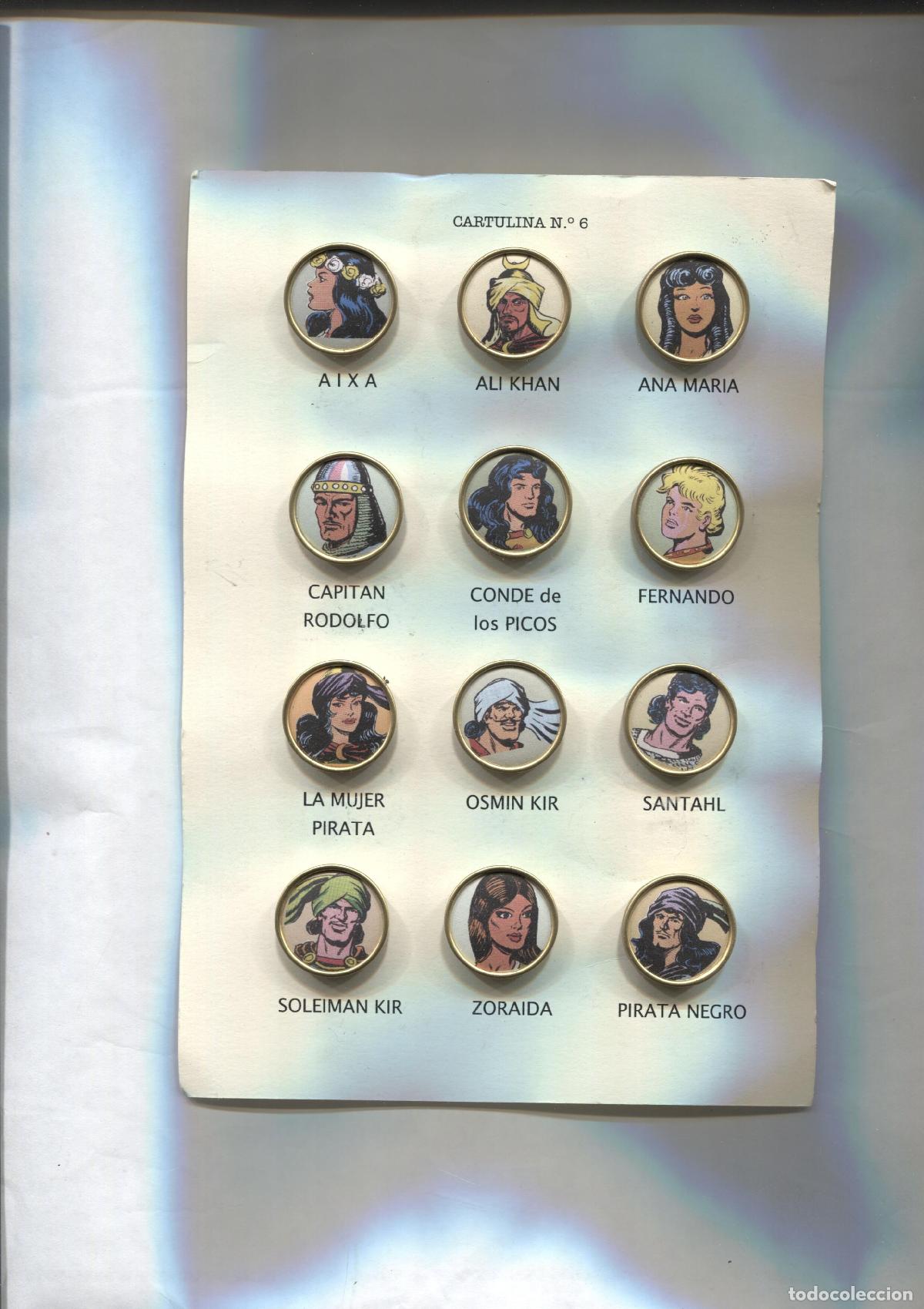 Coleccionismo de Revistas y Peri&oacute;dicos: Pins: Cartulina numero 06: Personajes del Guerrero de Antifaz