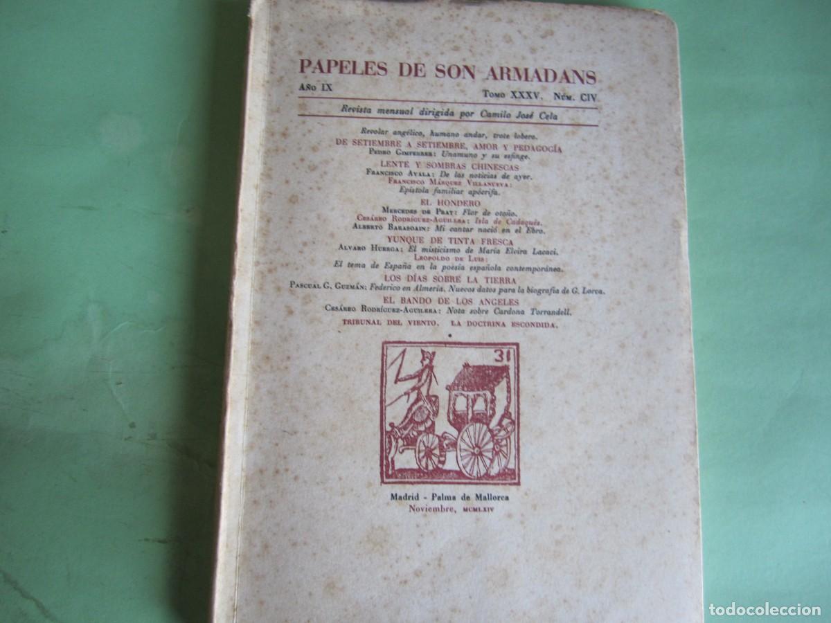 Coleccionismo de Revistas y Peri&oacute;dicos: PAPELES DE SON ARMADANS -C J CELA - P. MALLORCA NOV 1964-A&Ntilde;O-IX-NUM CIV-NUMERADO- NOMBRE SUSCRIPT