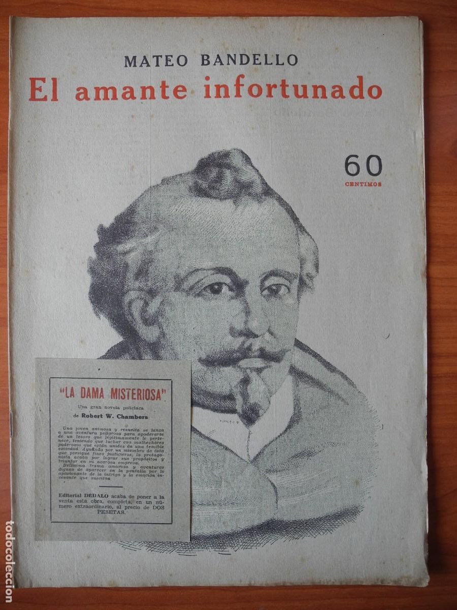 Coleccionismo de Revistas y Peri&oacute;dicos: El amante infortunado. Mateo Bandello. Novelas y Cuentos. Ed. D&eacute;dalo
