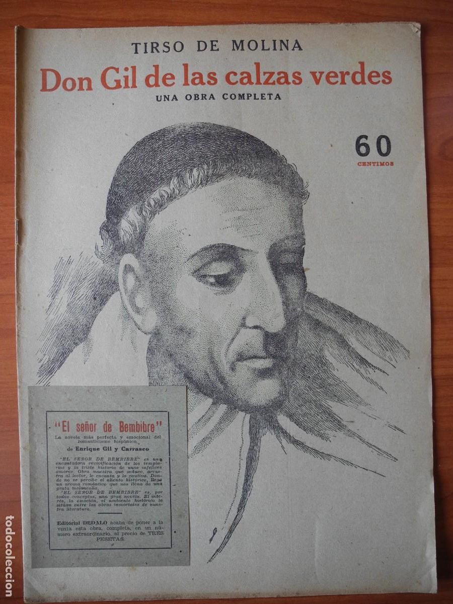 Coleccionismo de Revistas y Peri&oacute;dicos: Don Gil de las calzas verdes. Tirso de Molina. Novelas y Cuentos. Ed. D&eacute;dalo