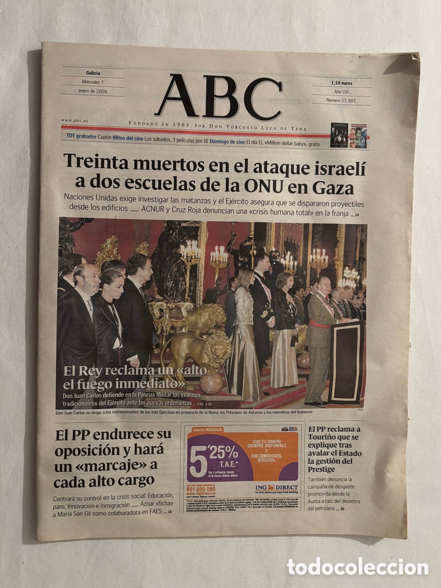 Coleccionismo de Revistas y Peri&oacute;dicos: Peri&oacute;dico ABC 7-1-2009 Ataque Israel a Gaza