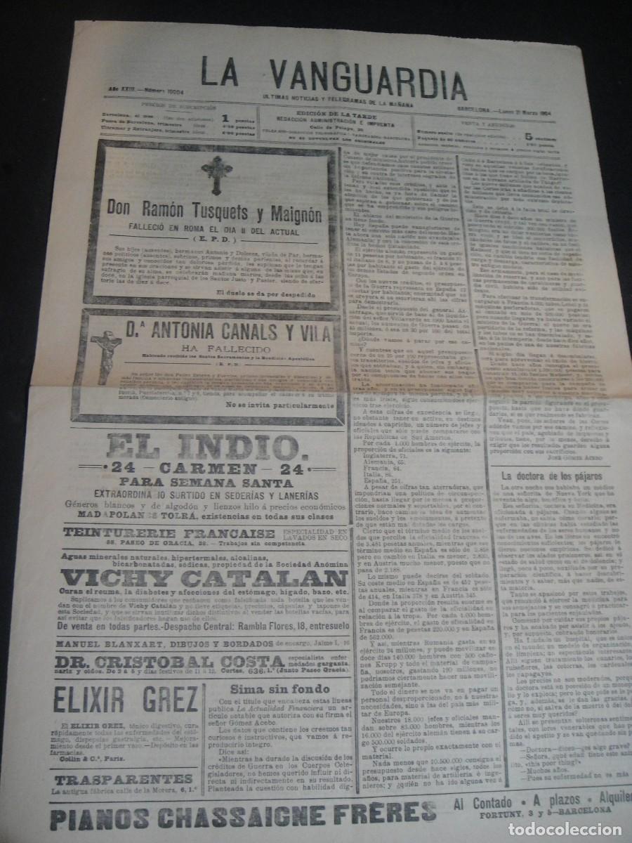 Coleccionismo de Revistas y Peri&oacute;dicos: la vanguardia n&ordm; 10004 - 21 de marzo de 1904 - ultimas noticias y telegramas e la ma&ntilde;ana