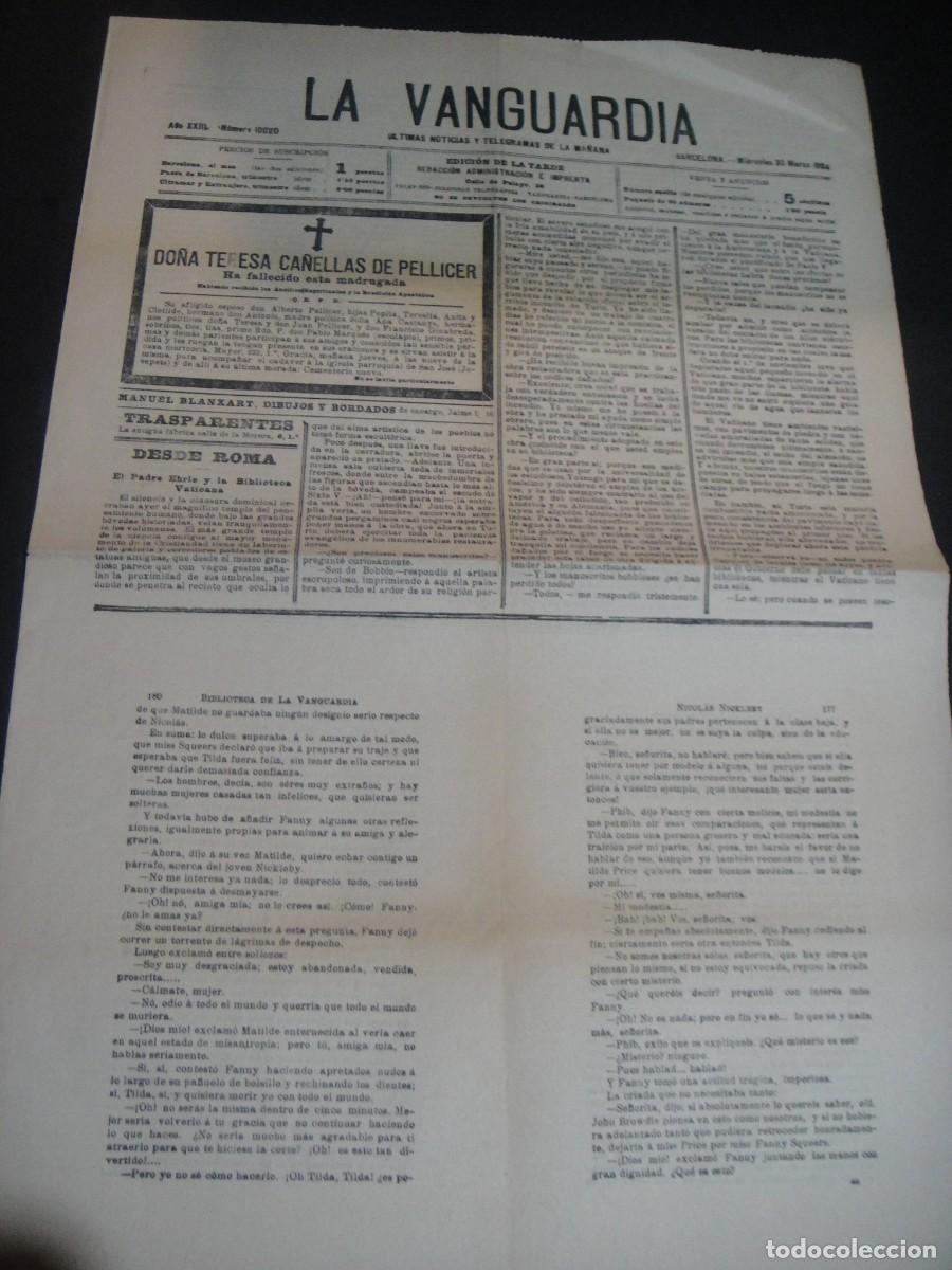 Coleccionismo de Revistas y Peri&oacute;dicos: la vanguardia n&ordm; 10020 - 30 de marzo de 1904 - ultimas noticias y telegramas de la ma&ntilde;ana