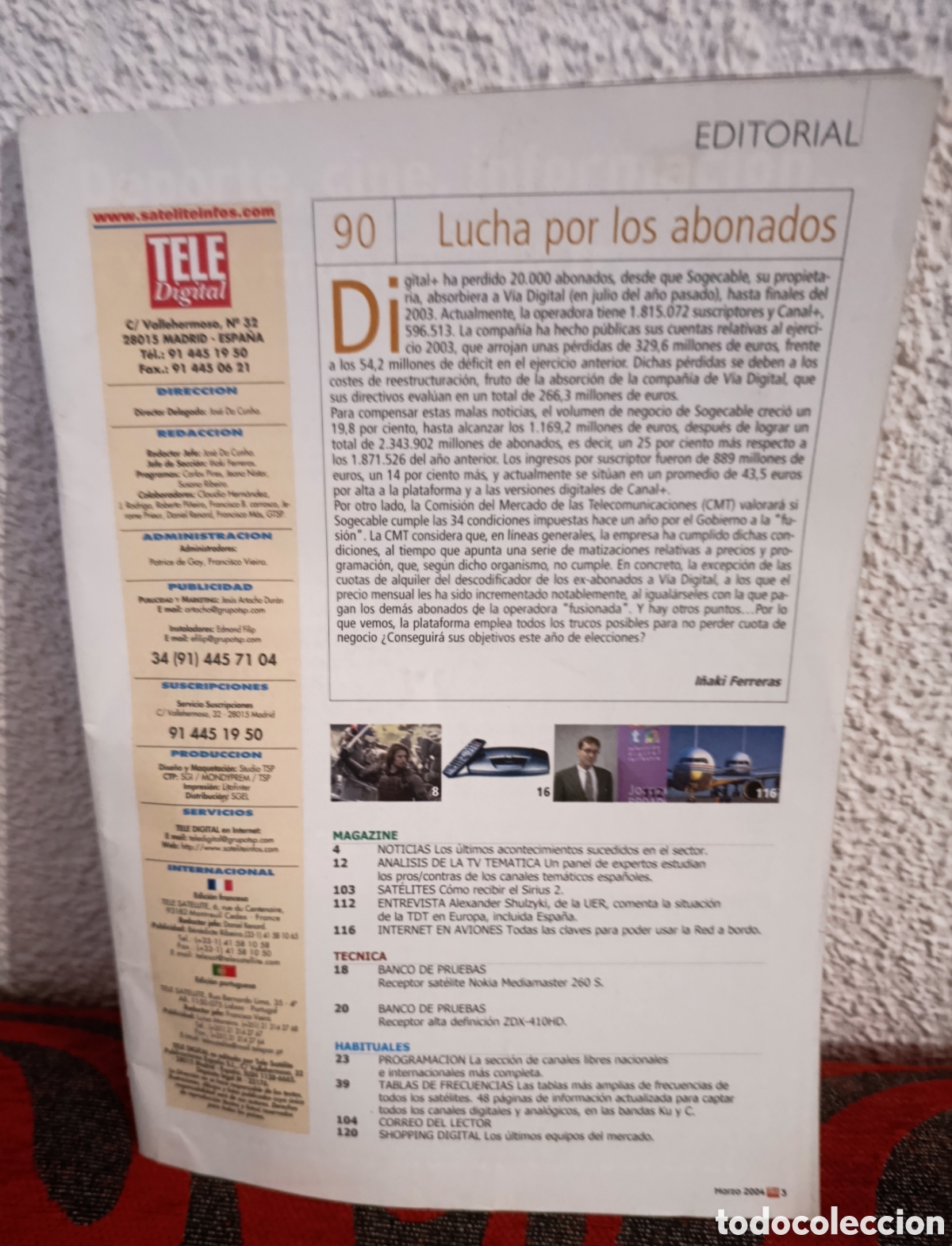 Coleccionismo de Revistas y Peri&oacute;dicos: Revista &rdquo;Tele Digital&rdquo; - Marzo 2004 - Ejemplar para consulta t&eacute;cnica
