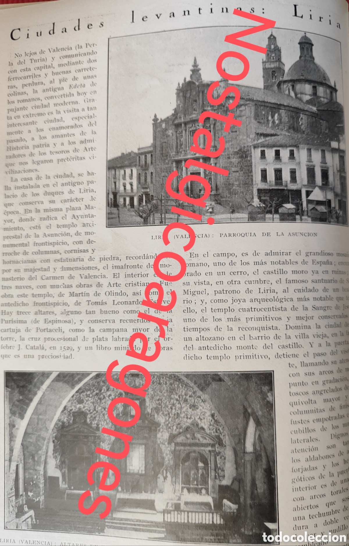 Coleccionismo de Revistas y Peri&oacute;dicos: Liria Valencia escrito C Sarthou foto revista princ siglo XX 192B