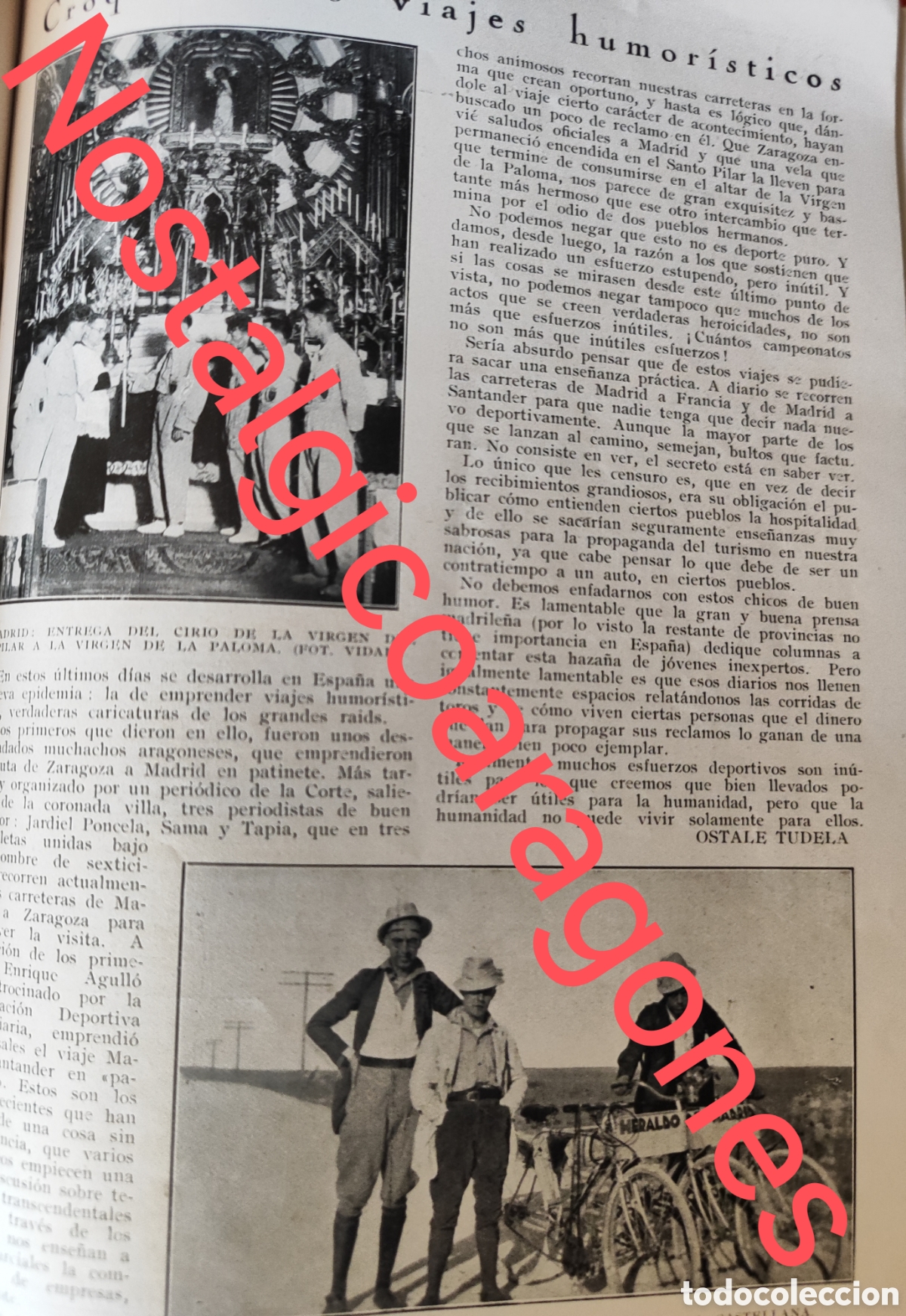 Coleccionismo de Revistas y Peri&oacute;dicos: Viajes humor&iacute;stico epidemia comenzada zaragozanos foto revista princ siglo XX 192B