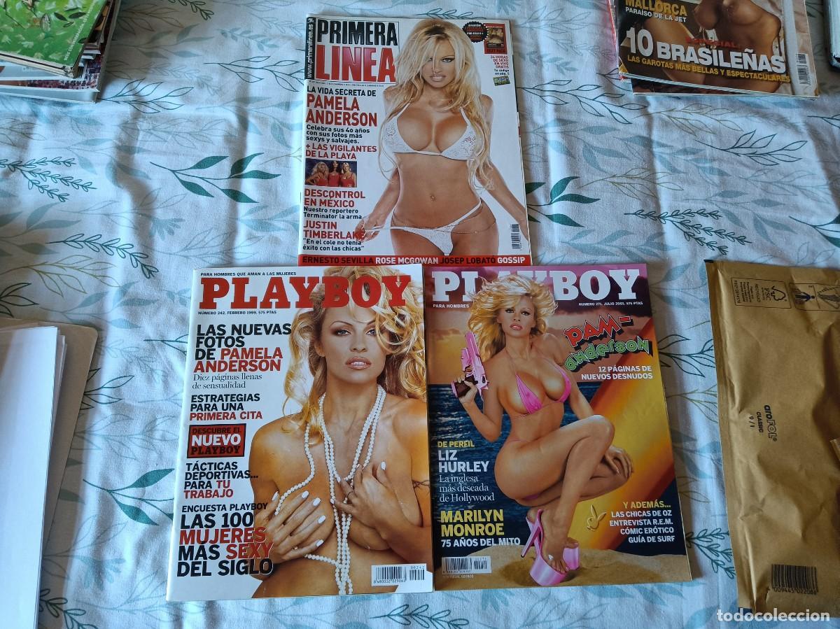 Coleccionismo de Revistas y Peri&oacute;dicos: 3 Revistas PAMELA ANDERSON Playboy Jaime Bergman Marilyn Monroe Heather Spytek Primera Linea Vixens