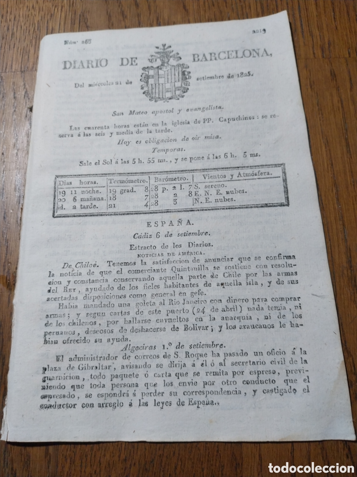 Coleccionismo de Revistas y Peri&oacute;dicos: DIARIO 1825 CONSPIRACION REVOLUCIONARIA EN TORTOSA.