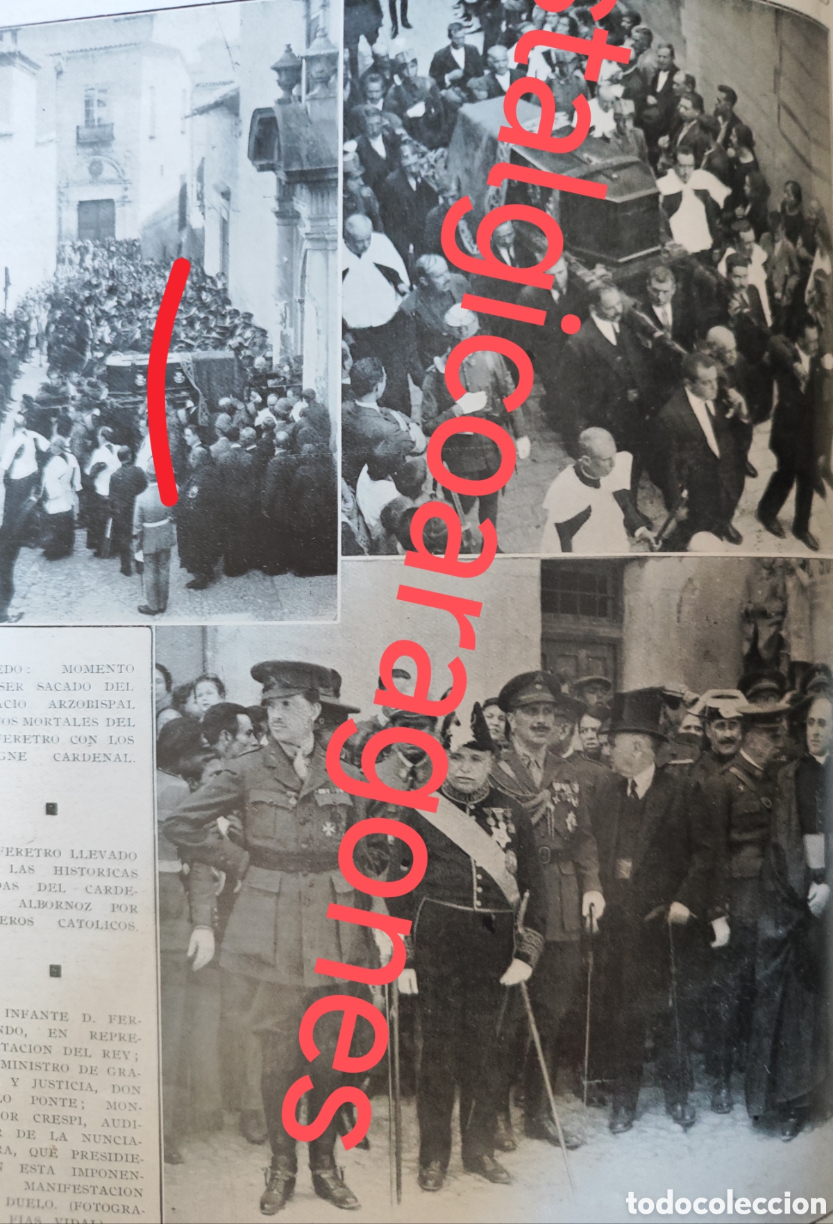Coleccionismo de Revistas y Peri&oacute;dicos: Toledo entierro Cardenal Reig foto revista princ siglo XX 192B