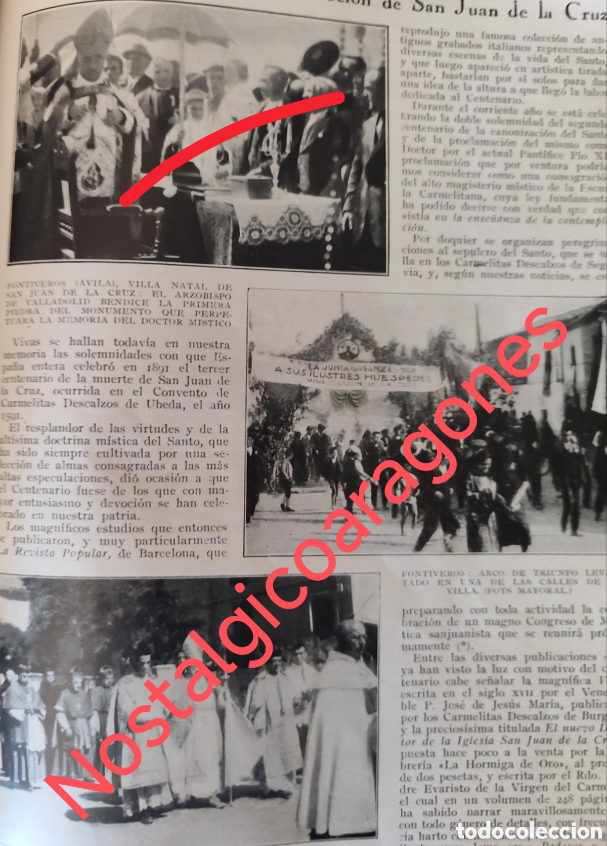 Coleccionismo de Revistas y Peri&oacute;dicos: Fontiveros Avila centenario S Juan Cruz foto revista princ siglo XX 192B