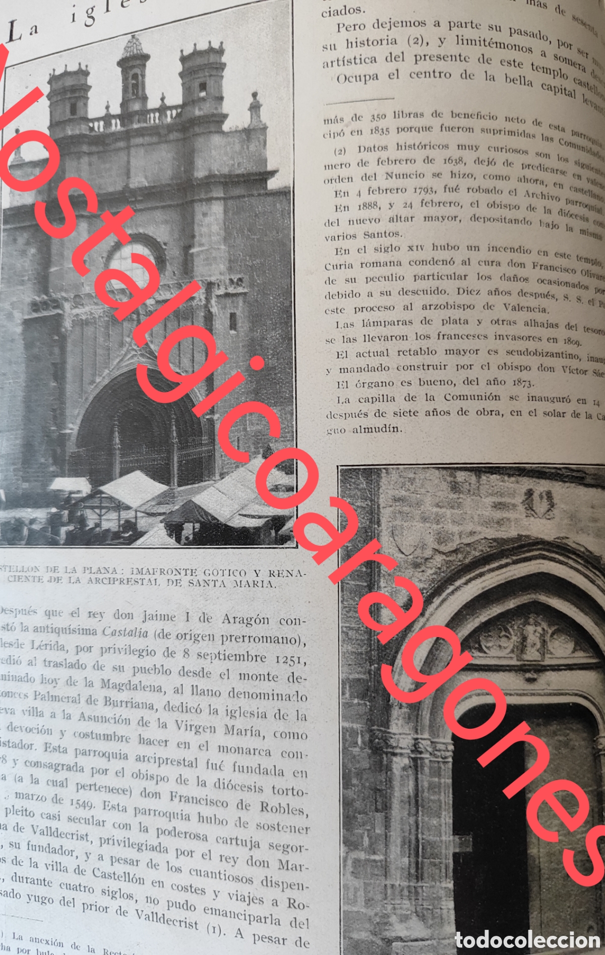 Coleccionismo de Revistas y Peri&oacute;dicos: Iglesia mayor Castell&oacute;n reportaje foto revista princ siglo XX 192B