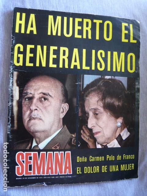 Collection Magazines and Newspapers: SEMANA DO&Ntilde;A CARMEN POLO EL DOLOR DE UNA MUJER 29 NOVIEMBRE DE 1975