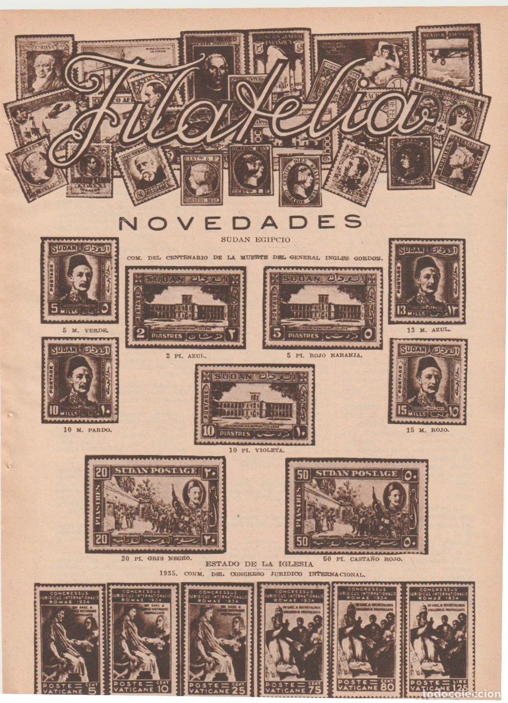 Coleccionismo de Revistas y Peri&oacute;dicos: * FILATELIA * Novedades Sud&aacute;n egipcio; defectos de impresi&oacute;n Espa&ntilde;a y Cuba; concurso filat&eacute;lico 1935