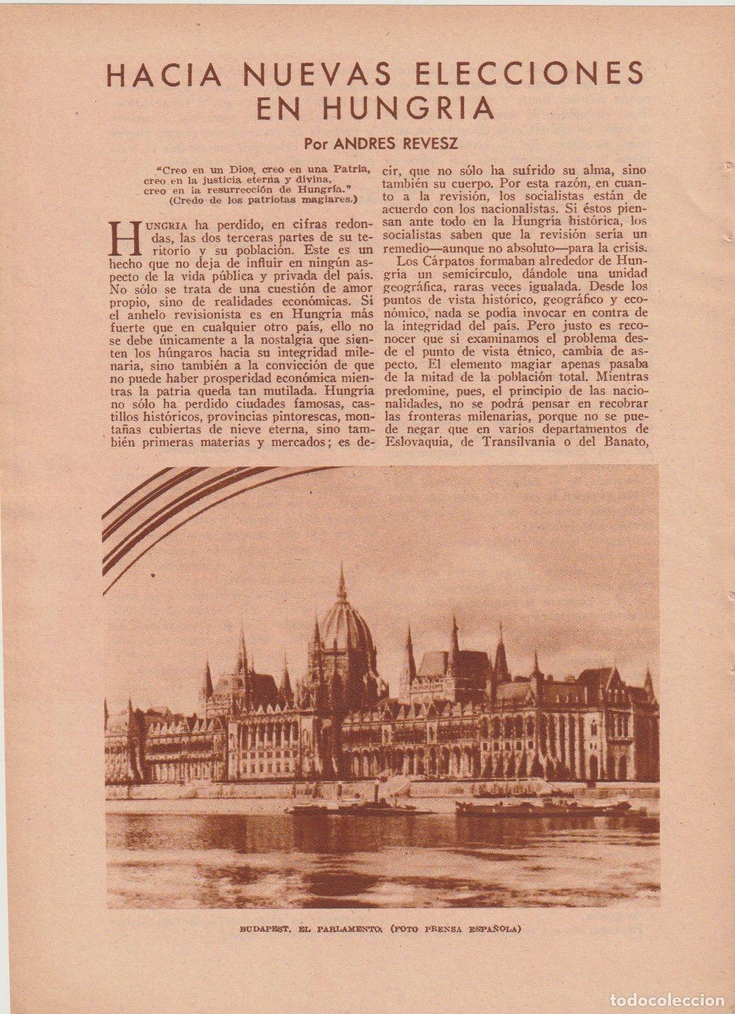 Coleccionismo de Revistas y Peri&oacute;dicos: Hacia nuevas elecciones en Hungr&iacute;a / Andres Revesz - 1935