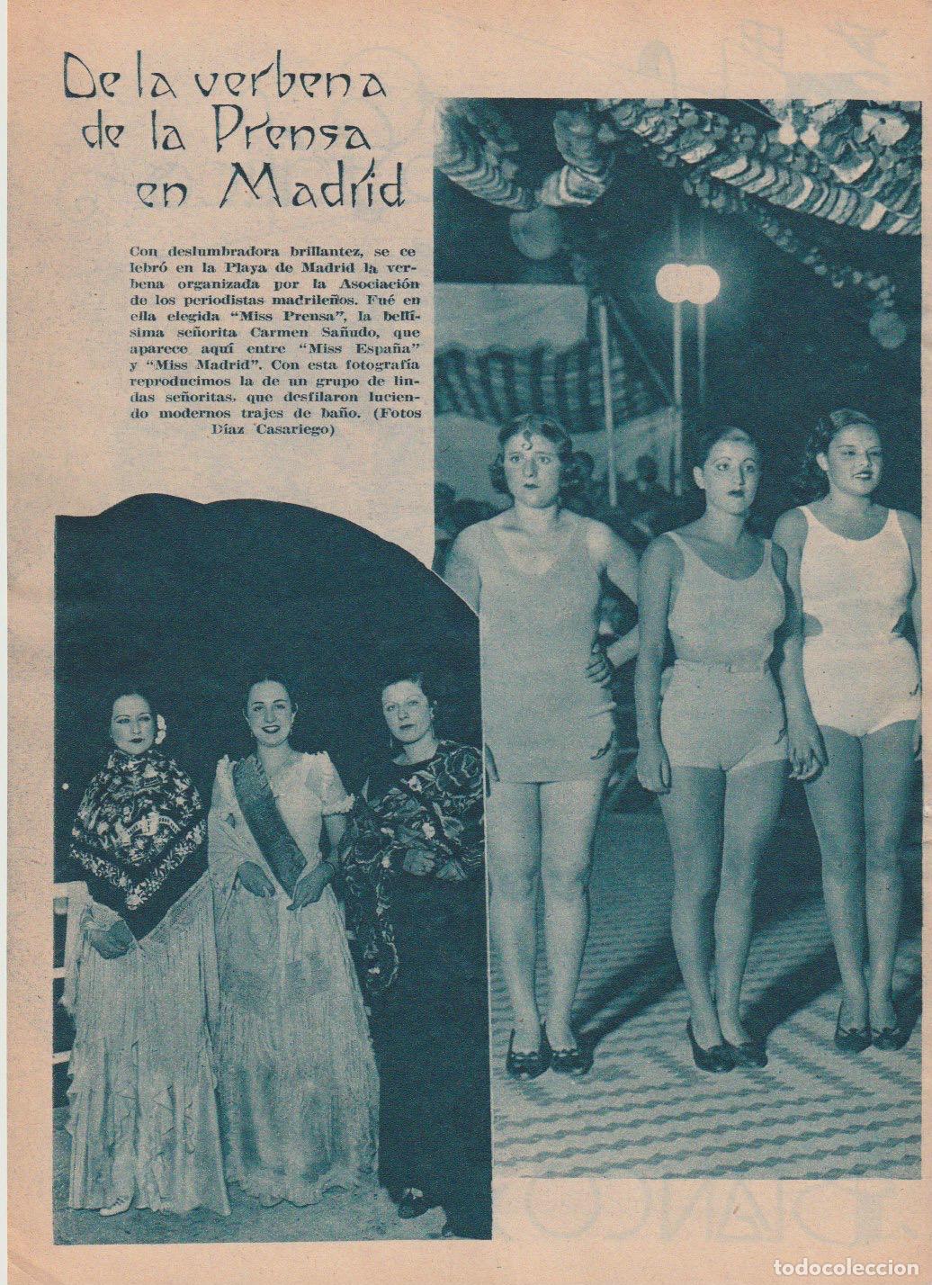 Collection Magazines and Newspapers: * MADRID * Verbena: Miss Prensa Carmen Sa&ntilde;udo; Miss Espa&ntilde;a y Miss Madrid - 1934