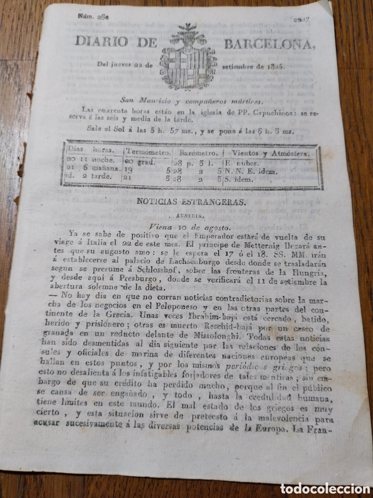 Coleccionismo de Revistas y Peri&oacute;dicos: DIARIO 1825 SUBASTA PAN Y CEBADA TROPAS DE INFANTER&Iacute;A Y CABALLERIA CASTILLA L NUEVA