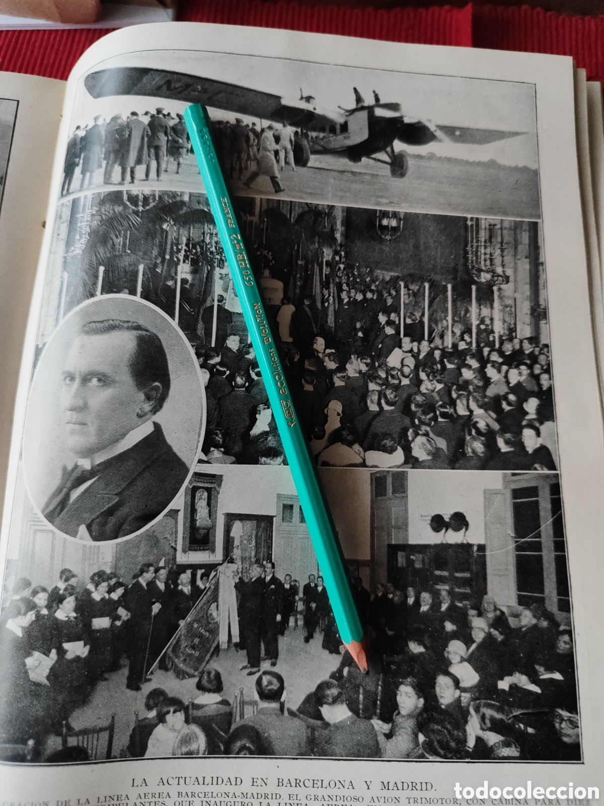 Coleccionismo de revistas y peri&oacute;dicos: Inauguraci&oacute;n linea Barcelona Madrid avion foto revista princ siglo XX 192B
