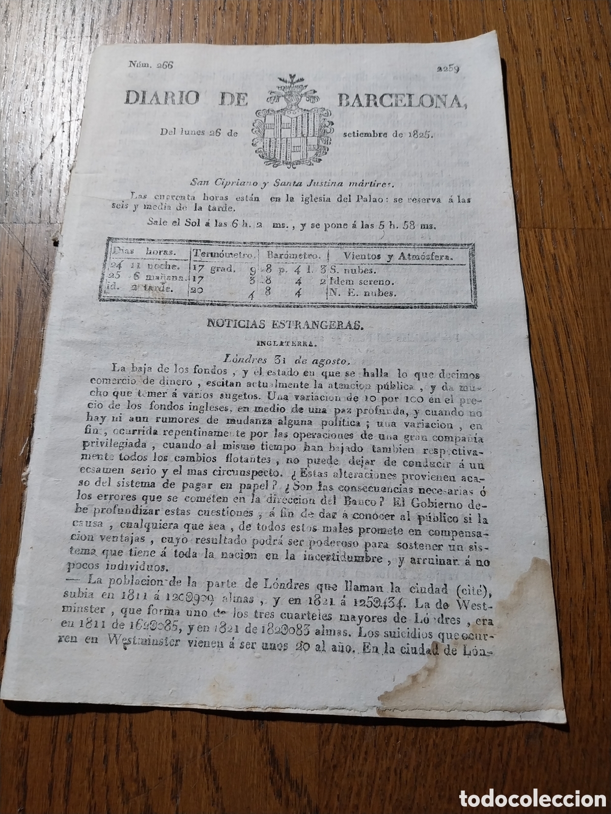 Coleccionismo de Revistas y Peri&oacute;dicos: DIARIO 1825 LASTIMOSO ACONTECIMIENTO EN BELCHITE . 20 CADAVERES DE ESPA&Ntilde;OLES EN UNA PLAYA DE MALAGA