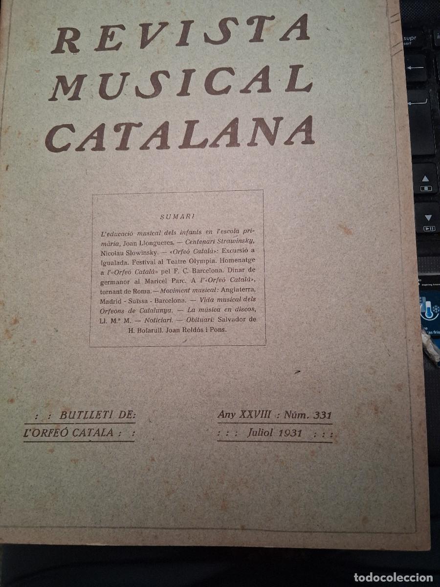 Coleccionismo de Revistas y Peri&oacute;dicos: REVISTA MUSICAL CATALANA: Butllet&iacute; de l'orfe&oacute; catal&agrave; n&ordm; 331 juliol 1931