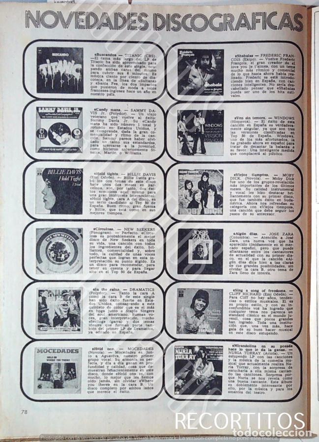 Coleccionismo de Revistas y Peri&oacute;dicos: NURIA TORRAY TITANIC BILLIE DAVIS NEW SEEKERS SRAMATICS MOCEDADES CLIFF RICHARDS .