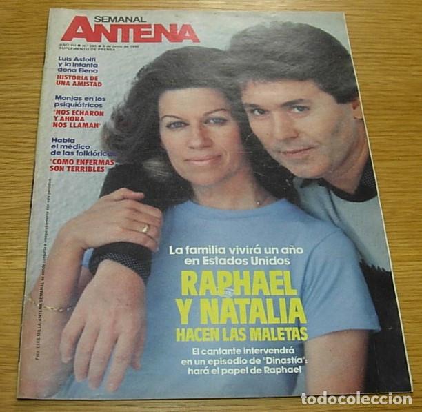Coleccionismo de Revistas y Peri&oacute;dicos: Revista ANTENA SEMANAL n&ordm; 285 RAPHAEL NATALIA FIGUEROA LOS PAYASOS DE LA TELE FOFITO 1986