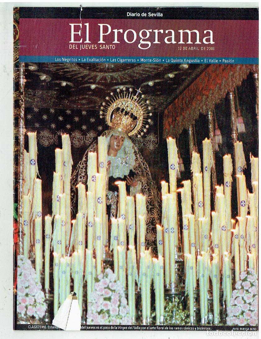 Coleccionismo de Revistas y Peri&oacute;dicos: SEMANA SANTA DE SEVILLA. EL PROGRAMA. JUEVES SANTO, 12 ABRIL 2001. (B/57)