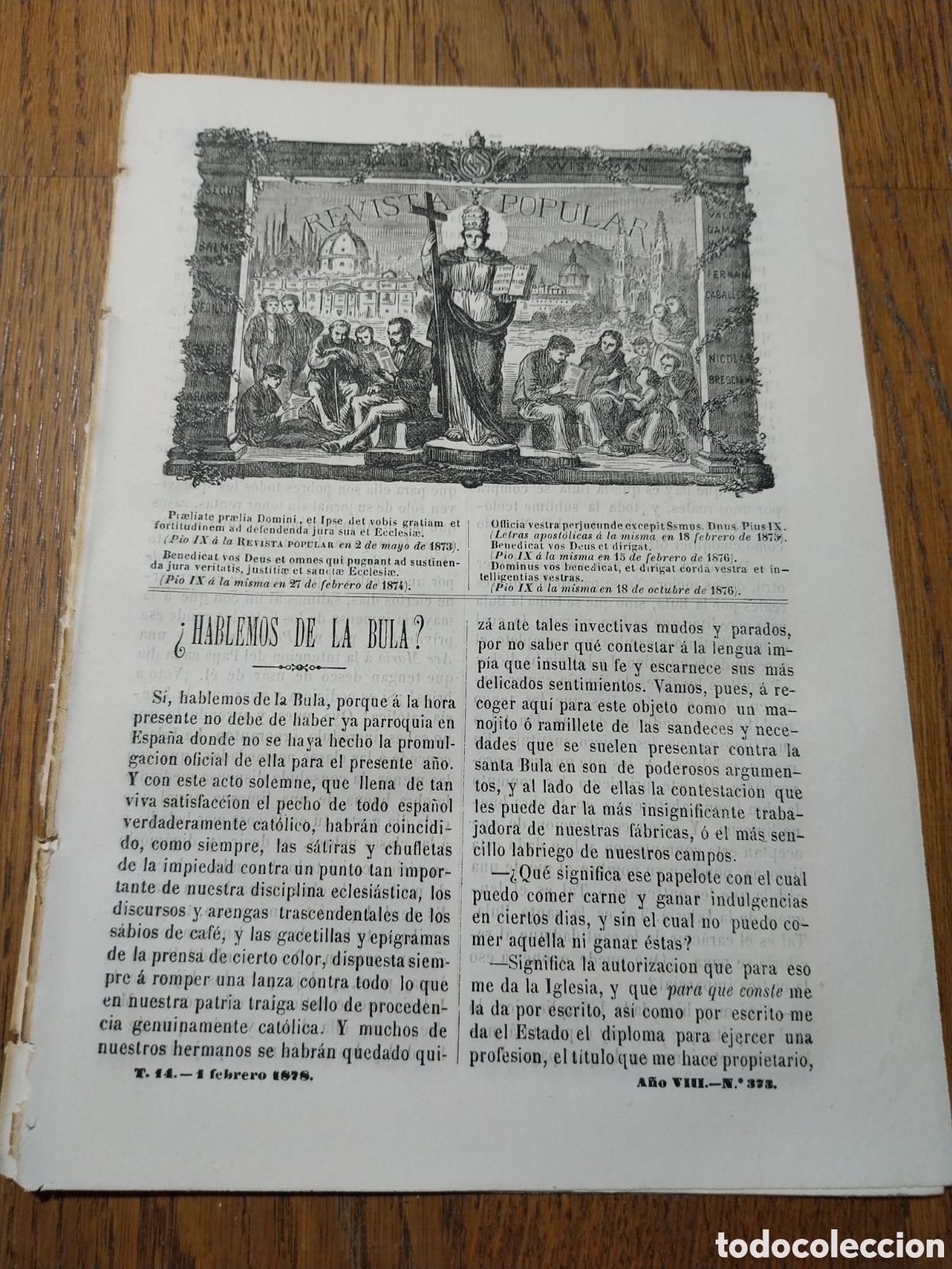 Coleccionismo de Revistas y Peri&oacute;dicos: REVISTA 1878 CARDENAL MIECISLAO LEDOCHOWSKI.LA SANTA MISION EN LLEVANERAS NUEVO CONVENTO EN VINAROZ.